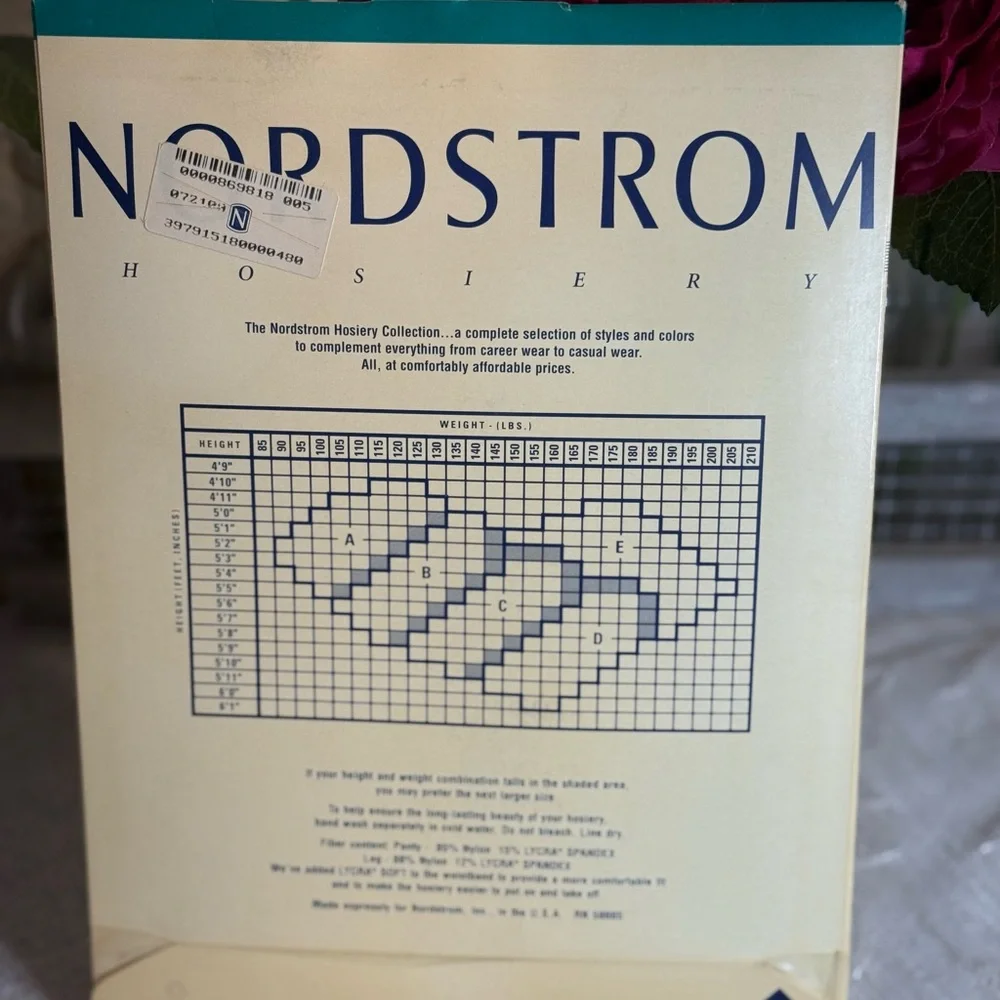Vtg Nordstrom Control Top Lycra Sheer Leg Hosiery Style 175. Jet‎ Black Size C